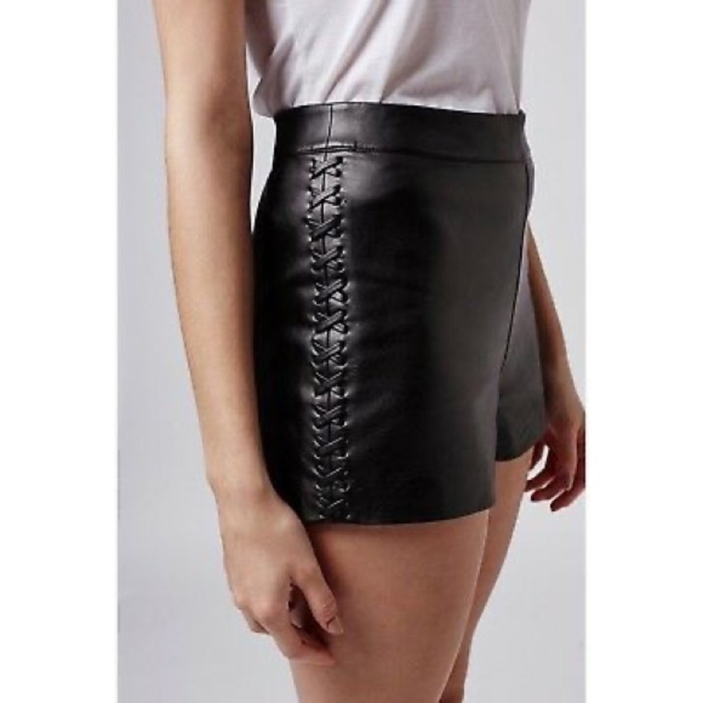 Topshop leather shorts